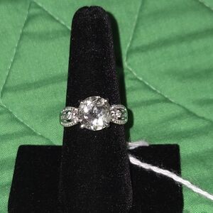 Montezuma Prasiolite & Natural White Zircon Solitaire Ring Stainless Steel